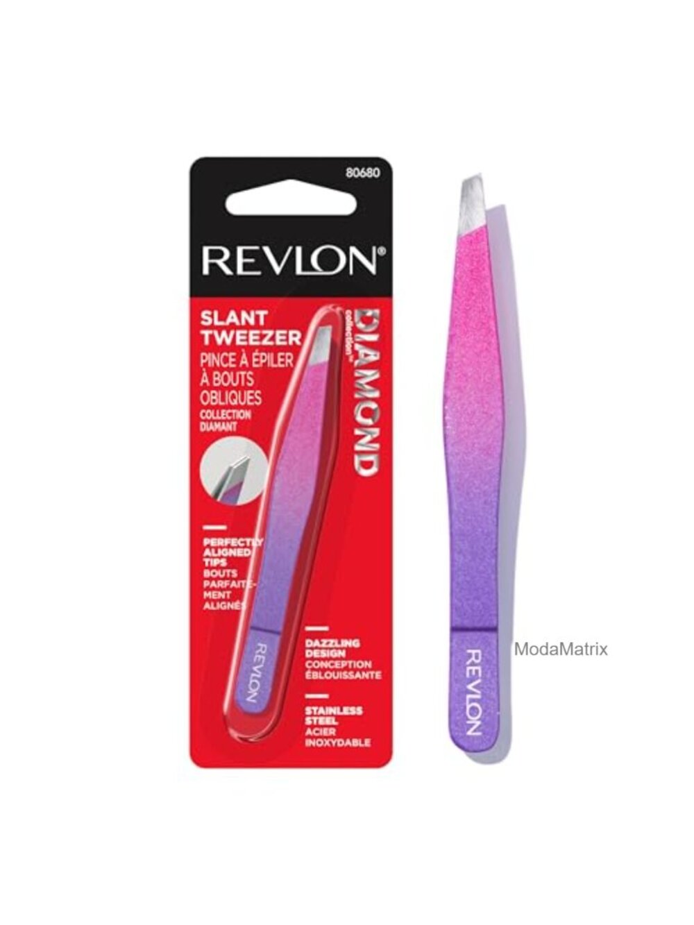 Slant Tip Stainless Steel Tweezers for Eyebrow Shaping